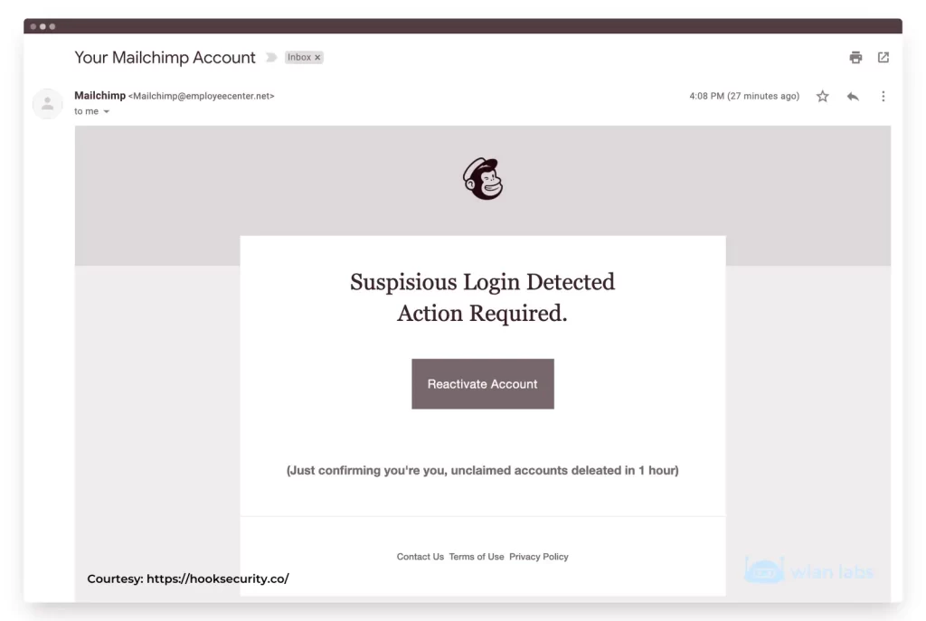 mailchimp phishing email example